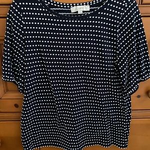 Loft short sleeve navy dot sweater